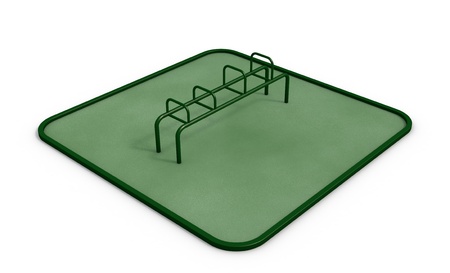 Parallel green bars at sports ground for workout on the white backgroundの写真素材
