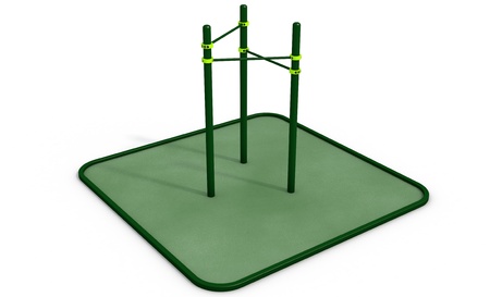 Parallel green bars at sports ground for workout on the white backgroundの写真素材