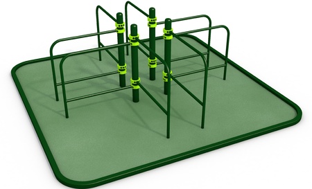 Parallel green bars at sports ground for workout on the white backgroundの写真素材