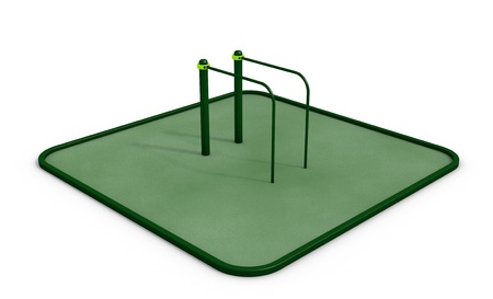 Parallel green bars at sports ground for workout on the white backgroundの写真素材