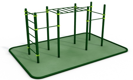 Parallel green bars at sports ground for workout on the white backgroundの写真素材