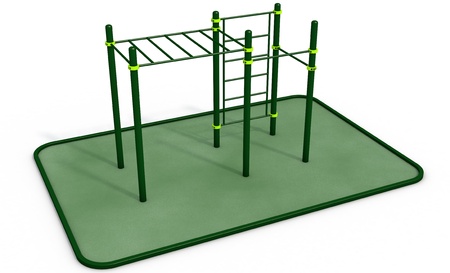 Parallel green bars at sports ground for workout on the white backgroundの写真素材
