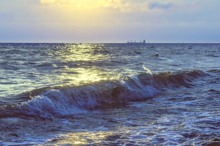 Long Exposure of Soft and colorful sunsetの写真素材