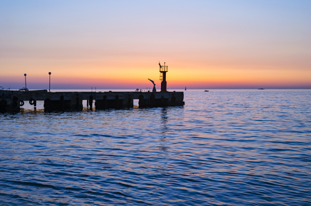 Night at sea pierの写真素材