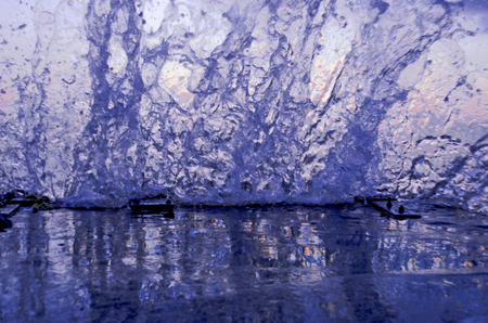 Splashing wave on the Black sea in the night.の写真素材