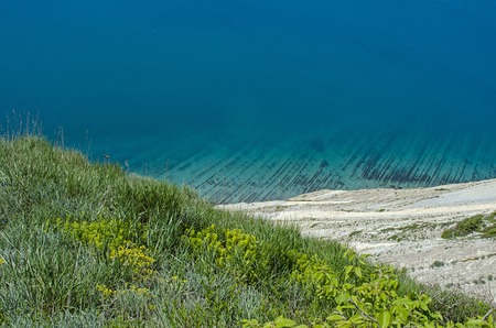 View of the sea depth and fragrant herbs from the mountain.の写真素材
