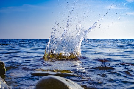 Splashing wave on the Black sea in the day.の写真素材