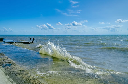 Splashing wave on the Black sea in the day.