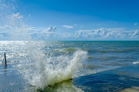 Splashing wave on the Black sea in the day.の写真素材