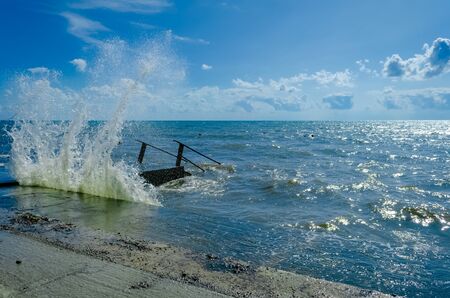 Splashing wave on the Black sea in the day.の写真素材