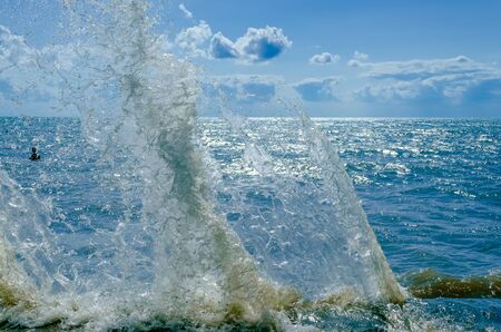 Splashing wave on the Black sea in the day.の写真素材