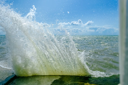Splashing wave on the Black sea in the day.の写真素材