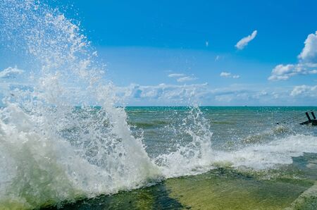 Splashing wave on the Black sea in the day.の写真素材
