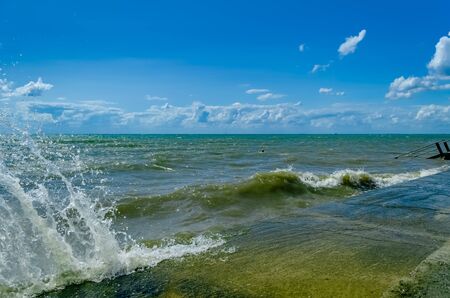 Splashing wave on the Black sea in the day.の写真素材
