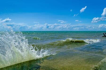 Splashing wave on the Black sea in the day.の写真素材