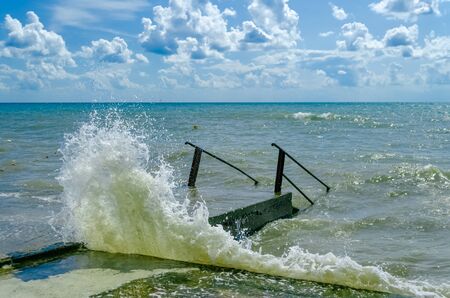 Splashing wave on the Black sea in the day.の写真素材