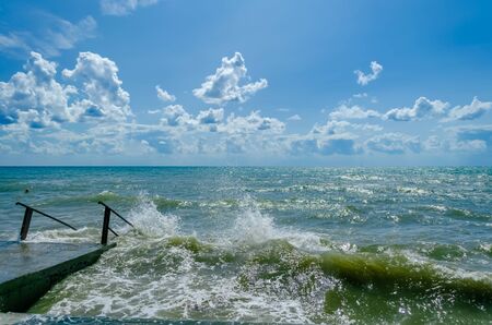 Splashing wave on the Black sea in the day.の写真素材