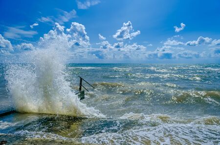 Splashing wave on the Black sea in the day.の写真素材