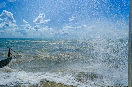 Splashing wave on the Black sea in the day.の写真素材