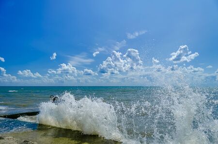 Splashing wave on the Black sea in the day.の写真素材