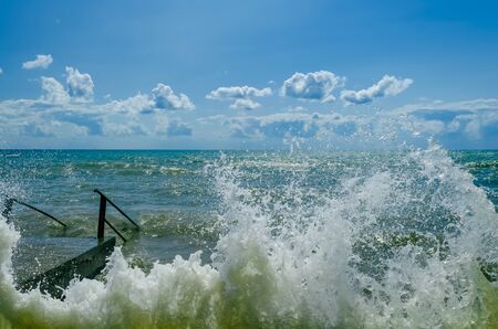 Splashing wave on the Black sea in the day.の写真素材