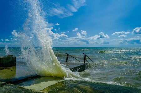 Splashing wave on the Black sea in the day.の写真素材