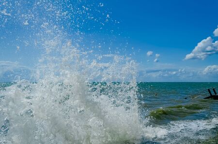Splashing wave on the Black sea in the day.の写真素材