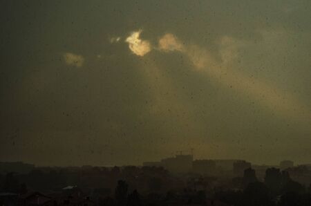 View from Anapa sky of the city and the sky with the rain. Krasnodarskii krai.の写真素材