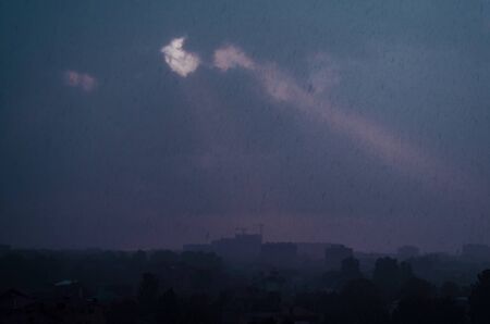 View from Anapa sky of the city and the sky with the rain. Krasnodarskii krai.の写真素材