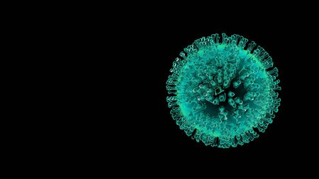 Coronavirus 2019-nCov novel coronavirus concept resposible for asian flu outbreak and coronaviruses influenza as dangerous flu strain cases as a pandemic. Microscope virus close up. 3d rendering.の写真素材