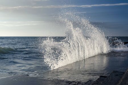Splashing wave on the Black sea in the sunny day.の写真素材
