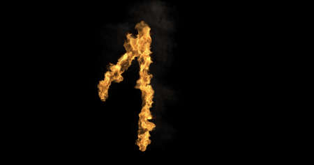 Burning number one on a transparent background. 3d renderingの写真素材