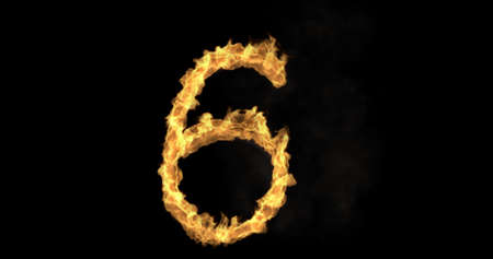 Burning number six on a transparent background. 3d renderingの写真素材