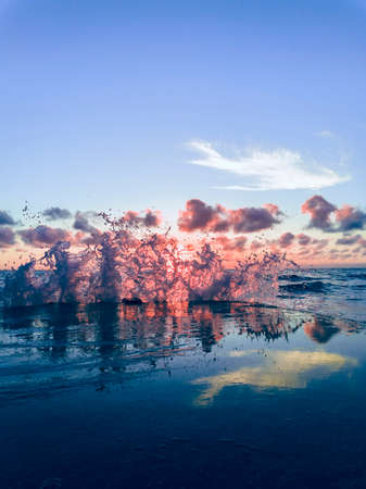 Splashing wave on the Black sea in the evening.の写真素材