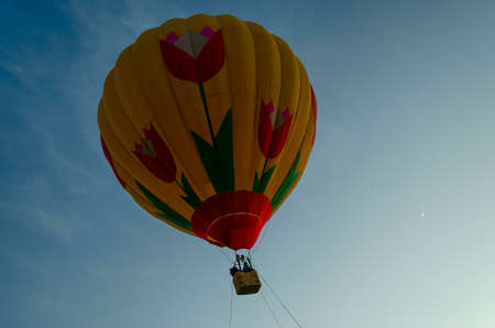 Air balloon in the evening skyの写真素材
