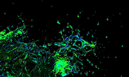 Multicolored psychedelics splashing wave on the black background. 3d renderingの写真素材