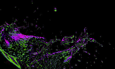 Multicolored psychedelics splashing wave on the black background. 3d renderingの写真素材