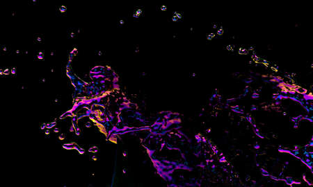 Multicolored psychedelics splashing wave on the black background. 3d renderingの写真素材