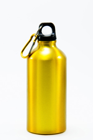 Aluminum bottle water isolated white backgroundの写真素材