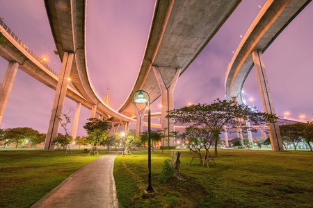 Concrete highway overpassの写真素材