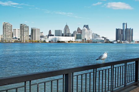 Detroit Panoramic View Taken From Canada From Across The Detroit River, November 6, 2017のeditorial素材