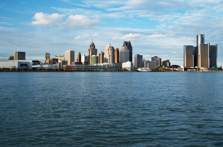 Detroit Panoramic View Taken From Canada From Across The Detroit River, November 6, 2017のeditorial素材