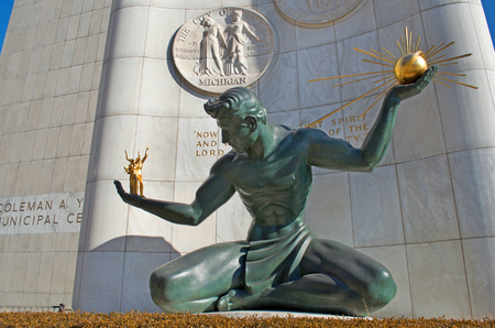 Spirit of Detroit Statue in Downtown Detroit, January 26,2018のeditorial素材
