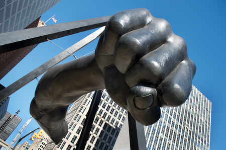Joe Louis, The Fist, in Hart Plaza, Downtown Detroit,Michigan January, 2018のeditorial素材