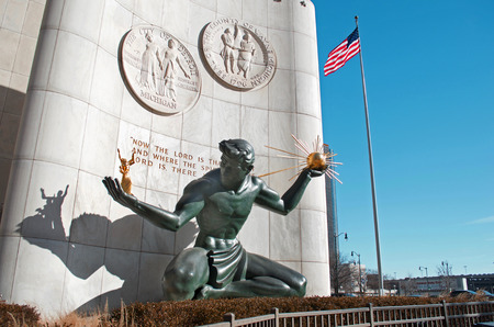 Spirit of Detroit Statue in Downtown Detroit, January 26,2018のeditorial素材