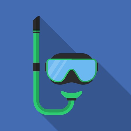 Flat scuba mask with long shadow. Vector icon, illustration. modern designのイラスト素材