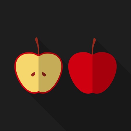 Flat apple with long shadow. のイラスト素材