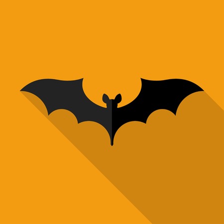 Happy Halloween. Flat design. Shape of a bat with long shadowのイラスト素材