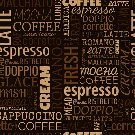 Coffee words, tags. Seamless patternのイラスト素材