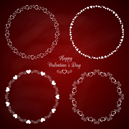 Set of 4 circle cute frames for the St. Valentine s Dayのイラスト素材